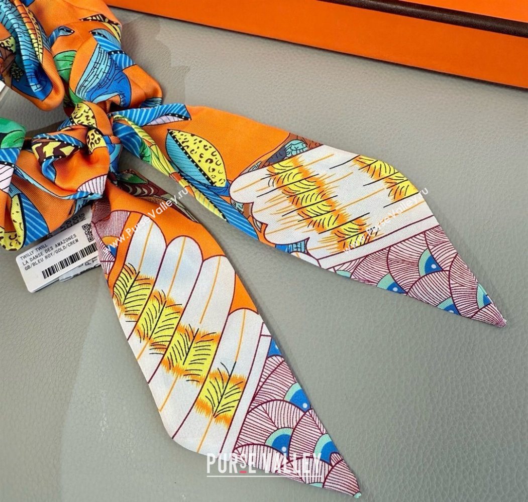 Hermes Tree Twilly Silk Bandeau and Hairring Set Orange 2025 0724 (XMN-250724015)