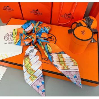 Hermes Tree Twilly Silk Bandeau and Hairring Set Orange 2025 0724 (XMN-250724015)