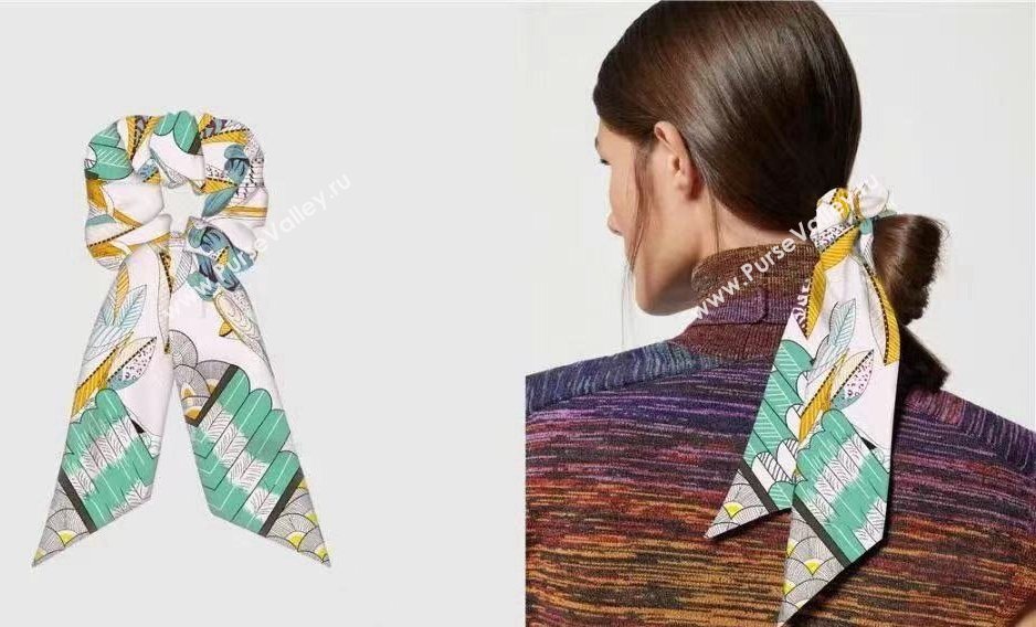 Hermes Tree Twilly Silk Bandeau and Hairring Set Green 2025 0724 (XMN-250724016)