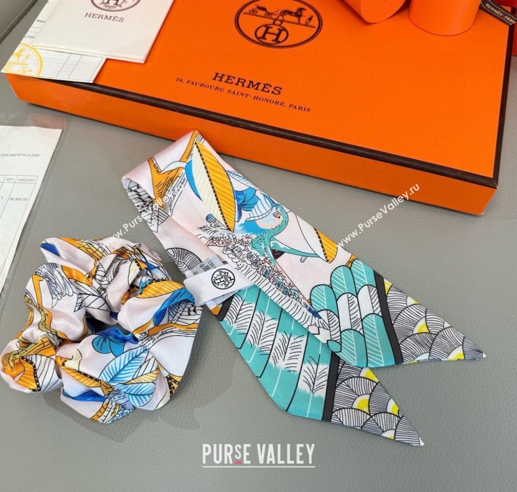 Hermes Tree Twilly Silk Bandeau and Hairring Set Green 2025 0724 (XMN-250724016)