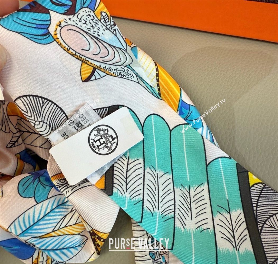 Hermes Tree Twilly Silk Bandeau and Hairring Set Green 2025 0724 (XMN-250724016)