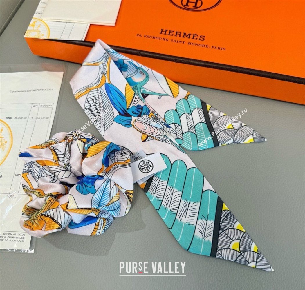 Hermes Tree Twilly Silk Bandeau and Hairring Set Green 2025 0724 (XMN-250724016)