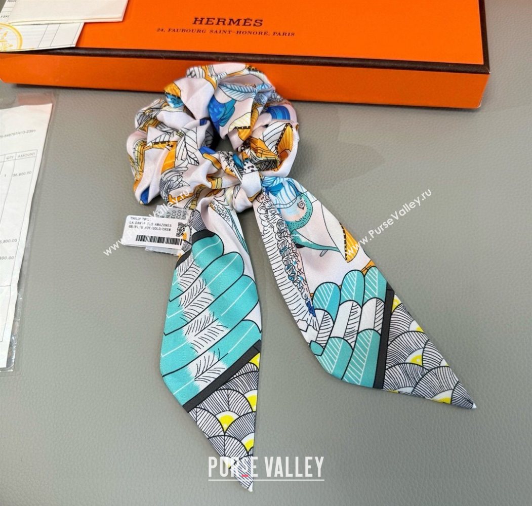 Hermes Tree Twilly Silk Bandeau and Hairring Set Green 2025 0724 (XMN-250724016)