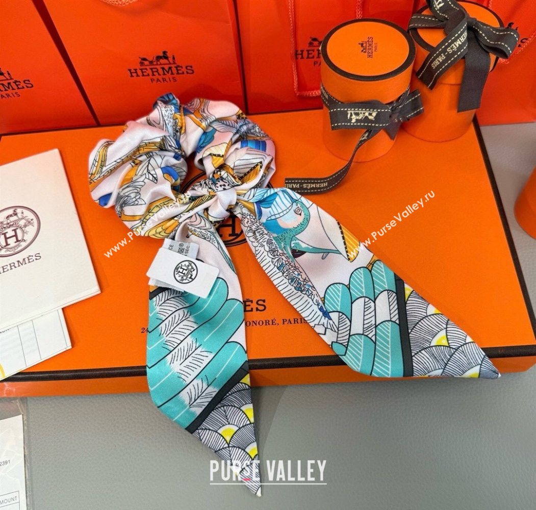 Hermes Tree Twilly Silk Bandeau and Hairring Set Green 2025 0724 (XMN-250724016)