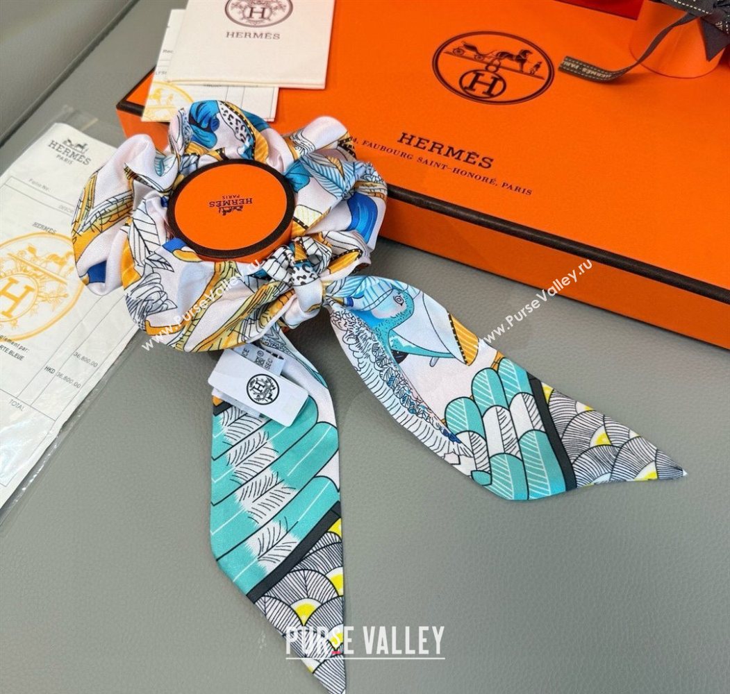 Hermes Tree Twilly Silk Bandeau and Hairring Set Green 2025 0724 (XMN-250724016)