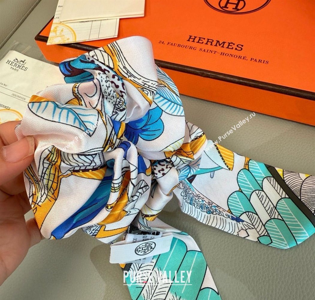 Hermes Tree Twilly Silk Bandeau and Hairring Set Green 2025 0724 (XMN-250724016)