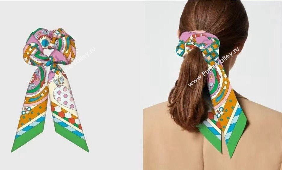 Hermes Forest Twilly Silk Bandeau and Hairring Set Yellow 2025 0724 (XMN-250724018)