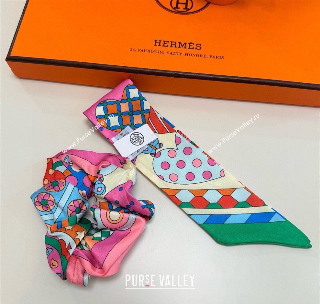 Hermes Forest Twilly Silk Bandeau and Hairring Set Yellow 2025 0724 (XMN-250724018)