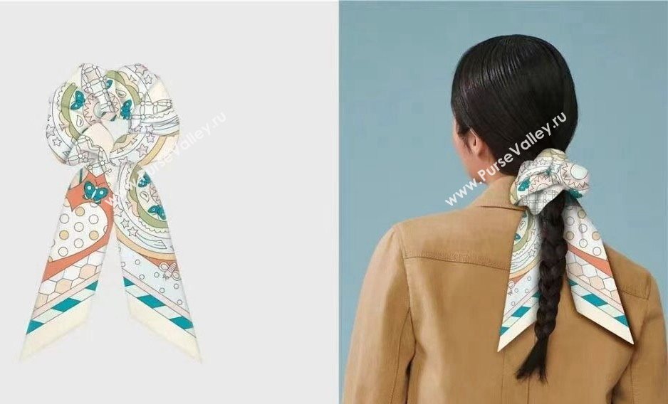 Hermes Forest Twilly Silk Bandeau and Hairring Set Pink 2025 0724 (XMN-250724021)