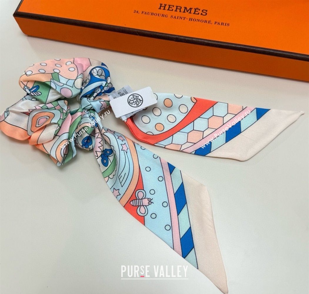 Hermes Forest Twilly Silk Bandeau and Hairring Set Pink 2025 0724 (XMN-250724021)