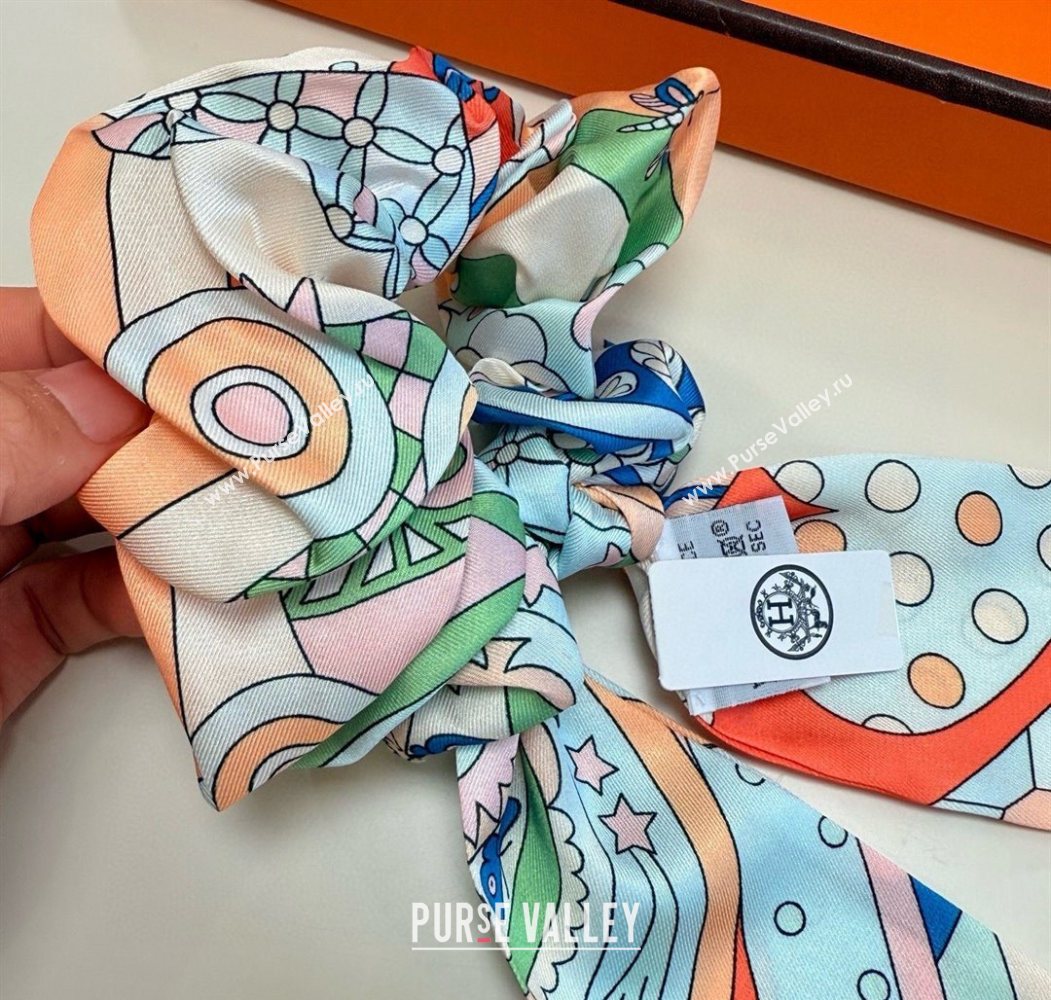 Hermes Forest Twilly Silk Bandeau and Hairring Set Pink 2025 0724 (XMN-250724021)