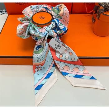 Hermes Forest Twilly Silk Bandeau and Hairring Set Pink 2025 0724 (XMN-250724021)