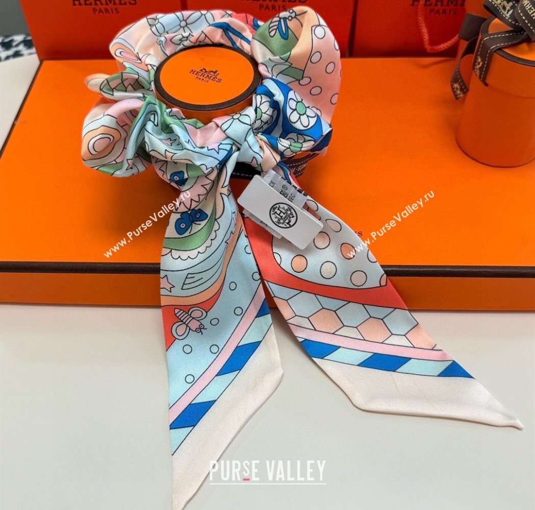 Hermes Forest Twilly Silk Bandeau and Hairring Set Pink 2025 0724 (XMN-250724021)