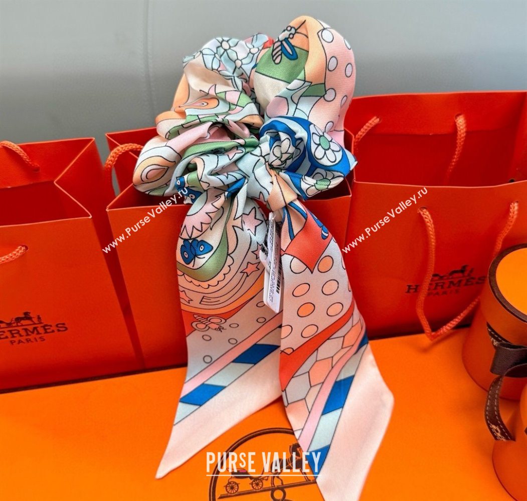 Hermes Forest Twilly Silk Bandeau and Hairring Set Pink 2025 0724 (XMN-250724021)