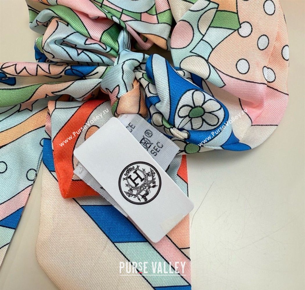 Hermes Forest Twilly Silk Bandeau and Hairring Set Pink 2025 0724 (XMN-250724021)