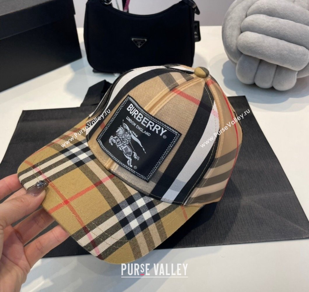 Burberry Check Baseball Hat Beige 2023 BR09056 (MAO-230905039)
