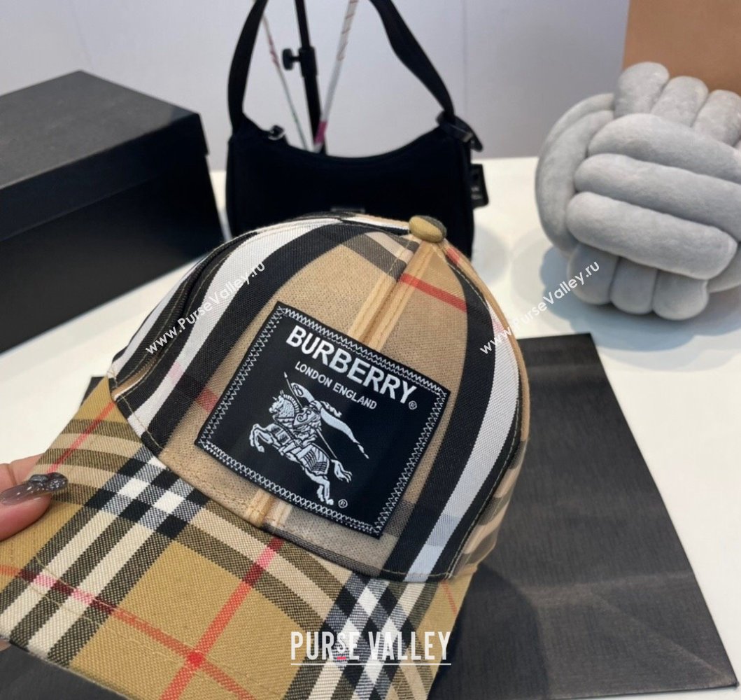 Burberry Check Baseball Hat Beige 2023 BR09056 (MAO-230905039)