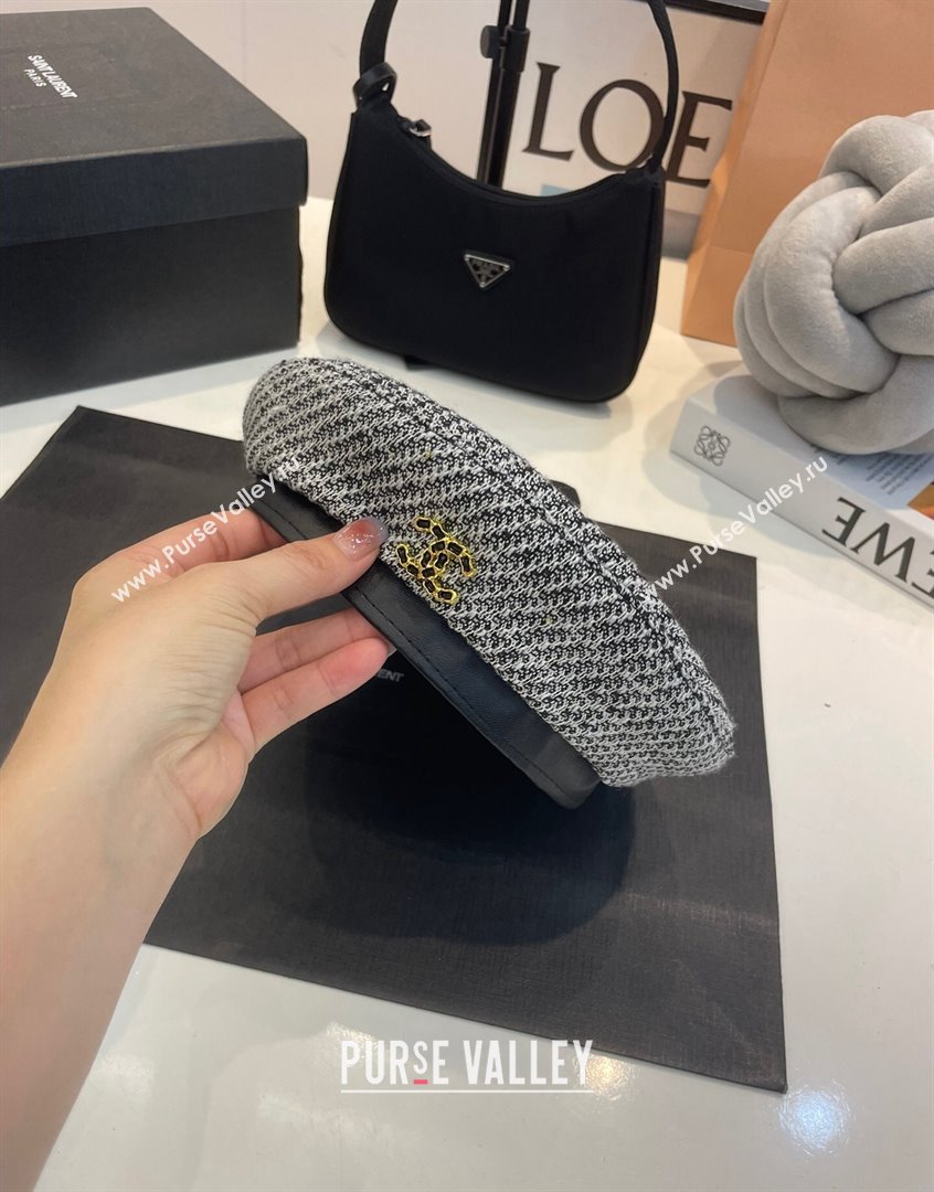 Chanel Tweed Beret Hat Grey 2023 CH090503 (MAO-230905040)