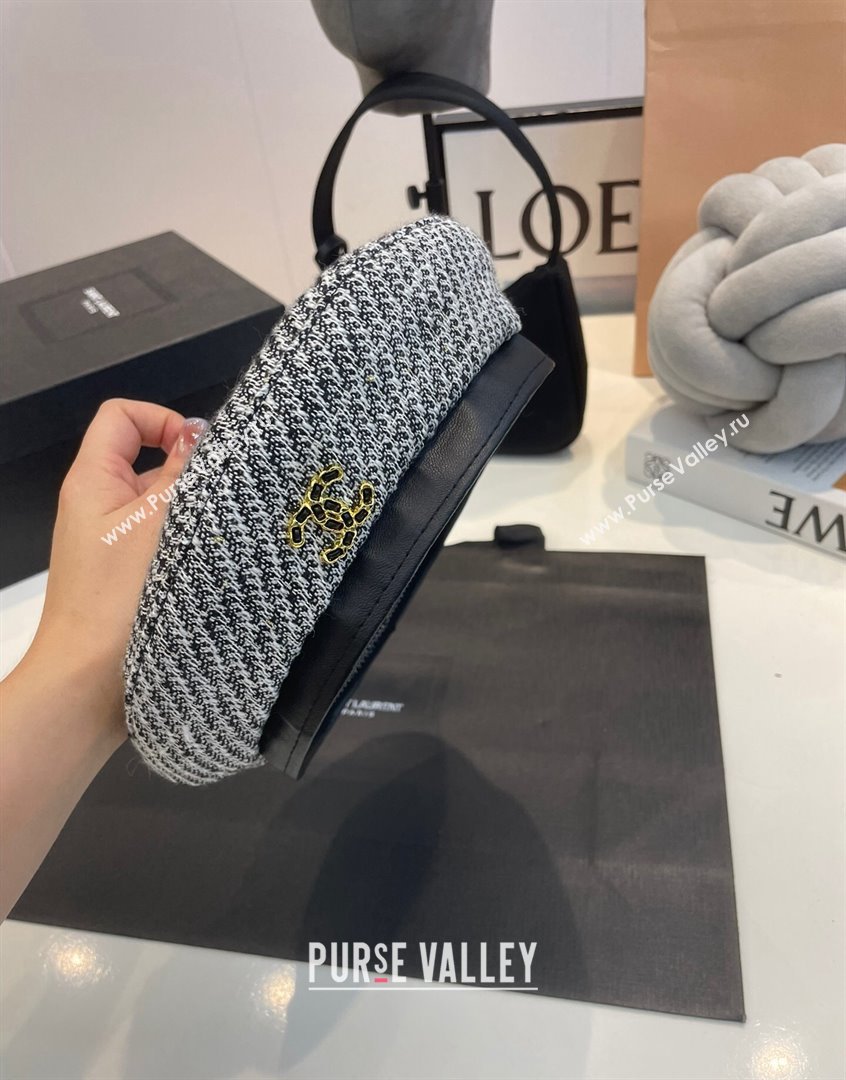 Chanel Tweed Beret Hat Grey 2023 CH090503 (MAO-230905040)