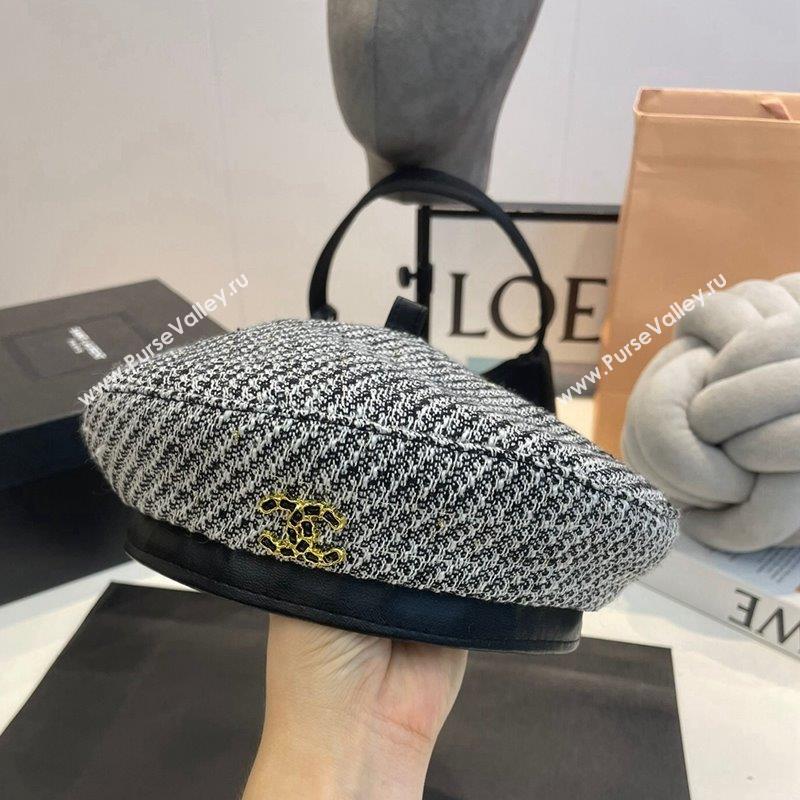 Chanel Tweed Beret Hat Grey 2023 CH090503 (MAO-230905040)
