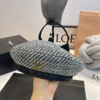 Chanel Tweed Beret Hat Grey 2023 CH090503 (MAO-230905040)