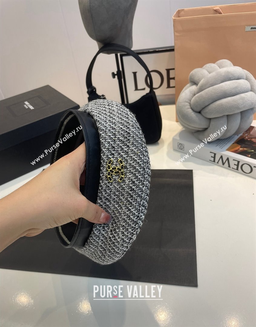 Chanel Tweed Beret Hat Grey 2023 CH090503 (MAO-230905040)