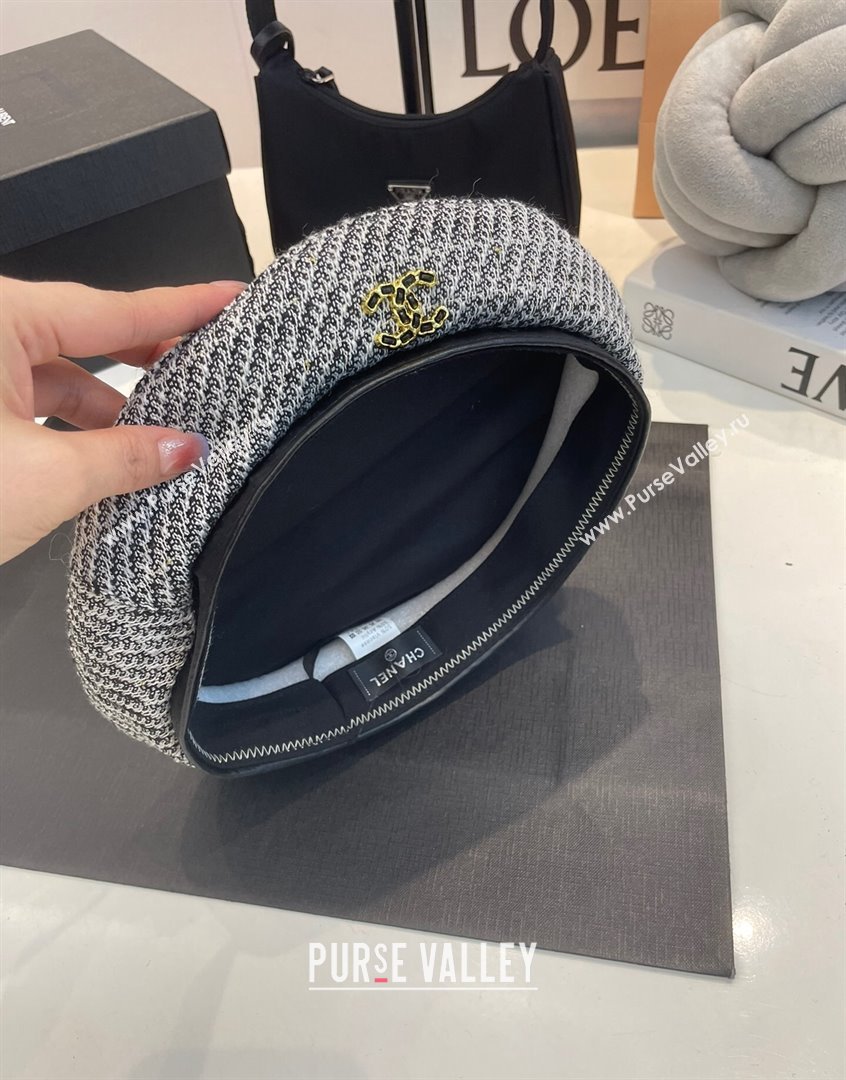 Chanel Tweed Beret Hat Grey 2023 CH090503 (MAO-230905040)
