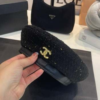 Chanel Tweed Beret Hat Black 2023 CH090503 (MAO-230905041)