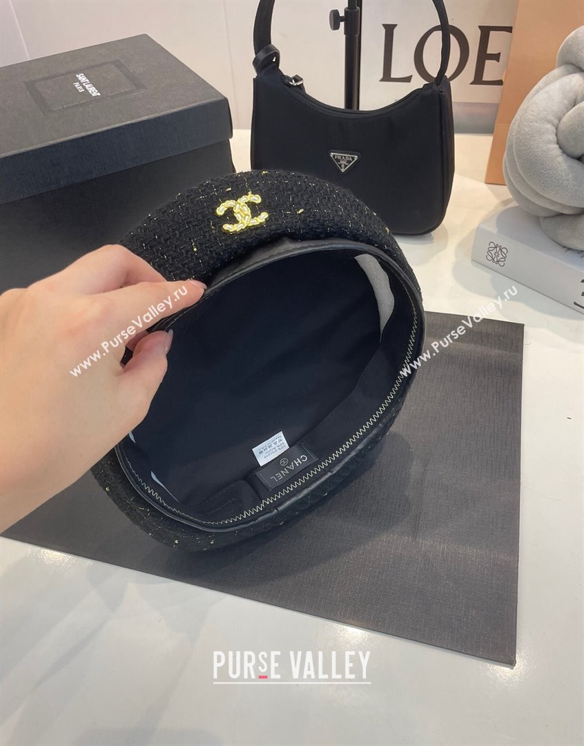 Chanel Tweed Beret Hat Black 2023 CH090503 (MAO-230905041)