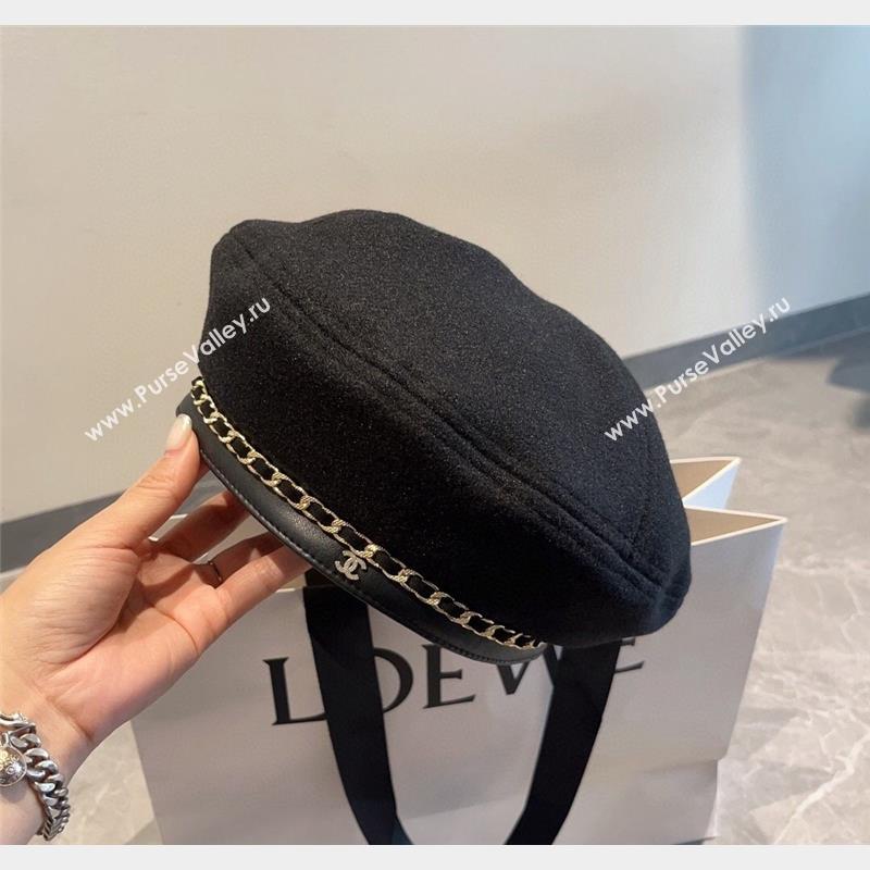 Chanel Chain Beret Hat Black 2023 CH090504 (MAO-230905043)