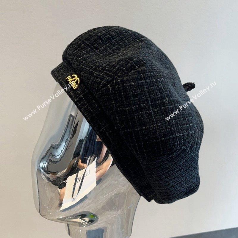 Chanel Tweed Beret Hat Black 2023 CH090504 (MAO-230905044)