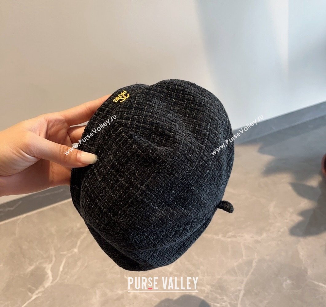 Chanel Tweed Beret Hat Black 2023 CH090504 (MAO-230905044)