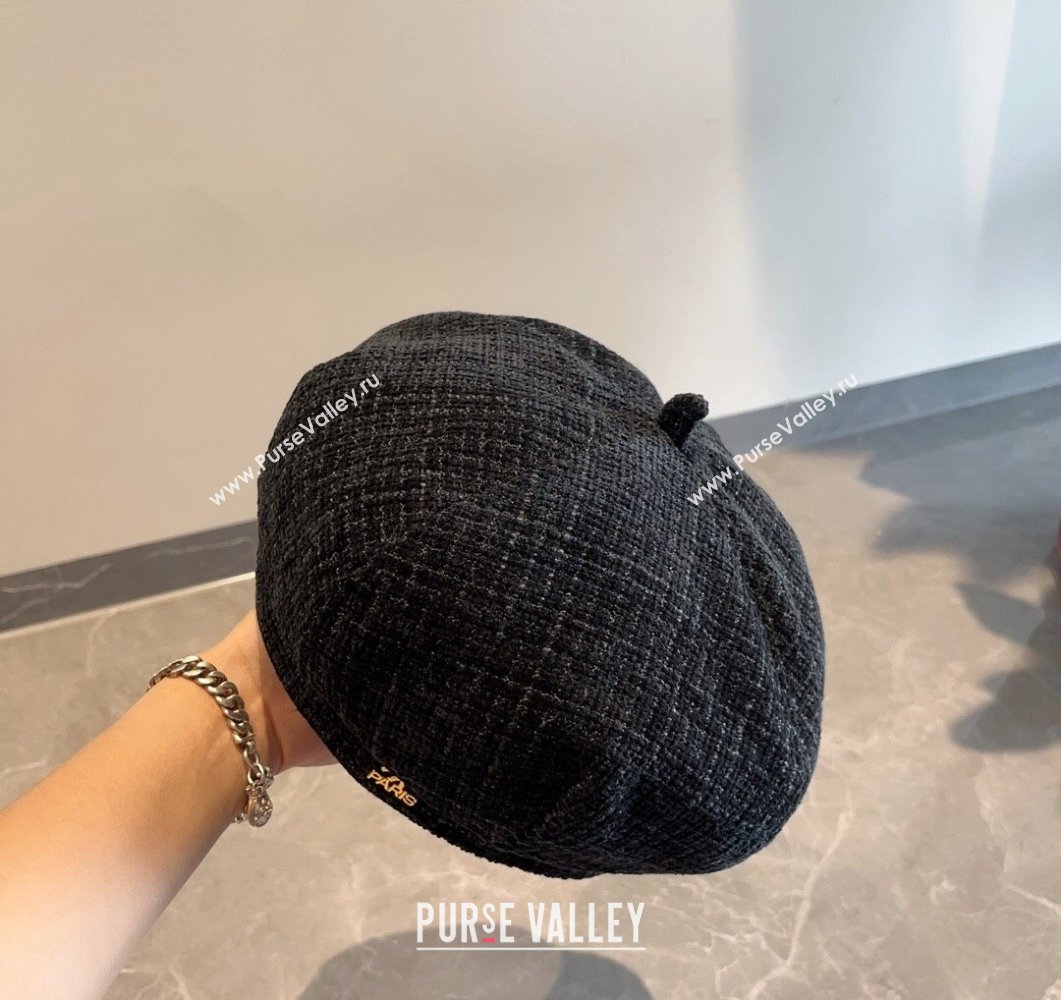 Chanel Tweed Beret Hat Black 2023 CH090504 (MAO-230905044)