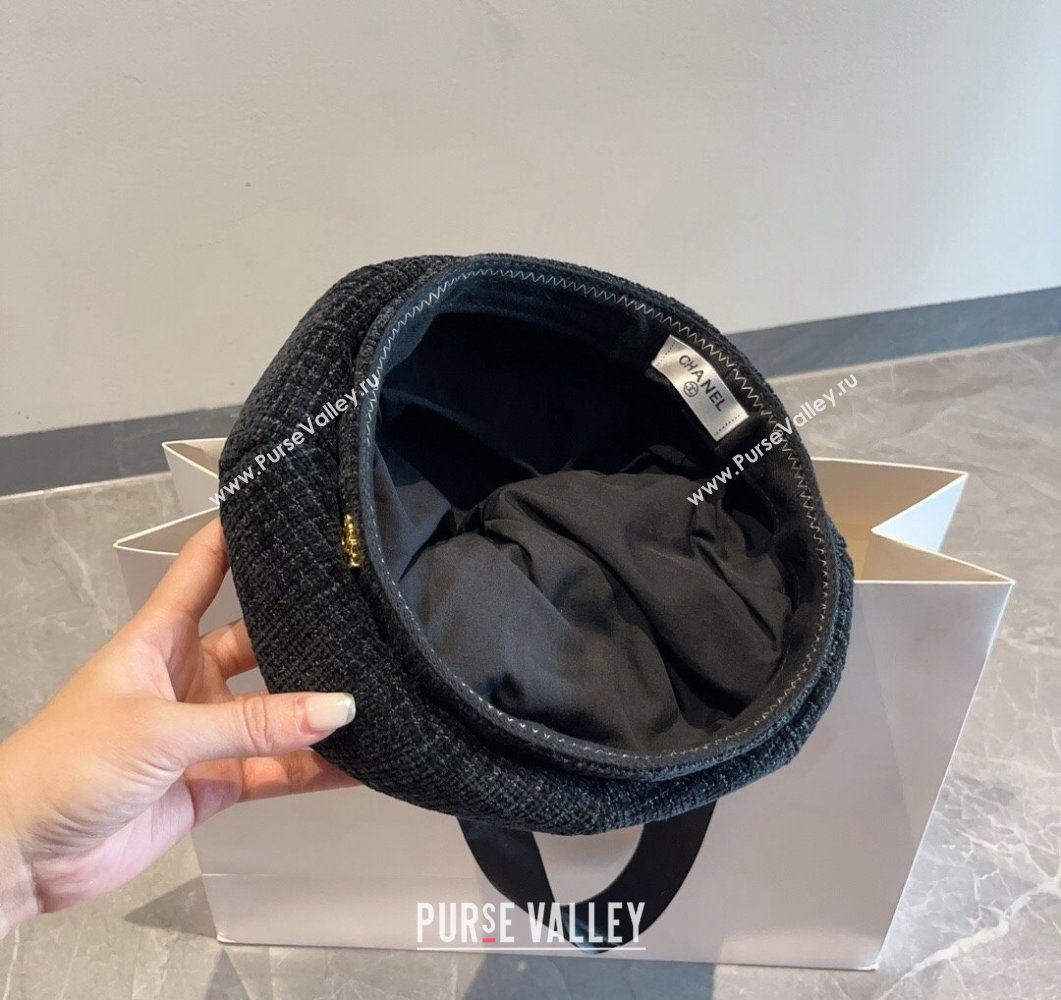 Chanel Tweed Beret Hat Black 2023 CH090504 (MAO-230905044)
