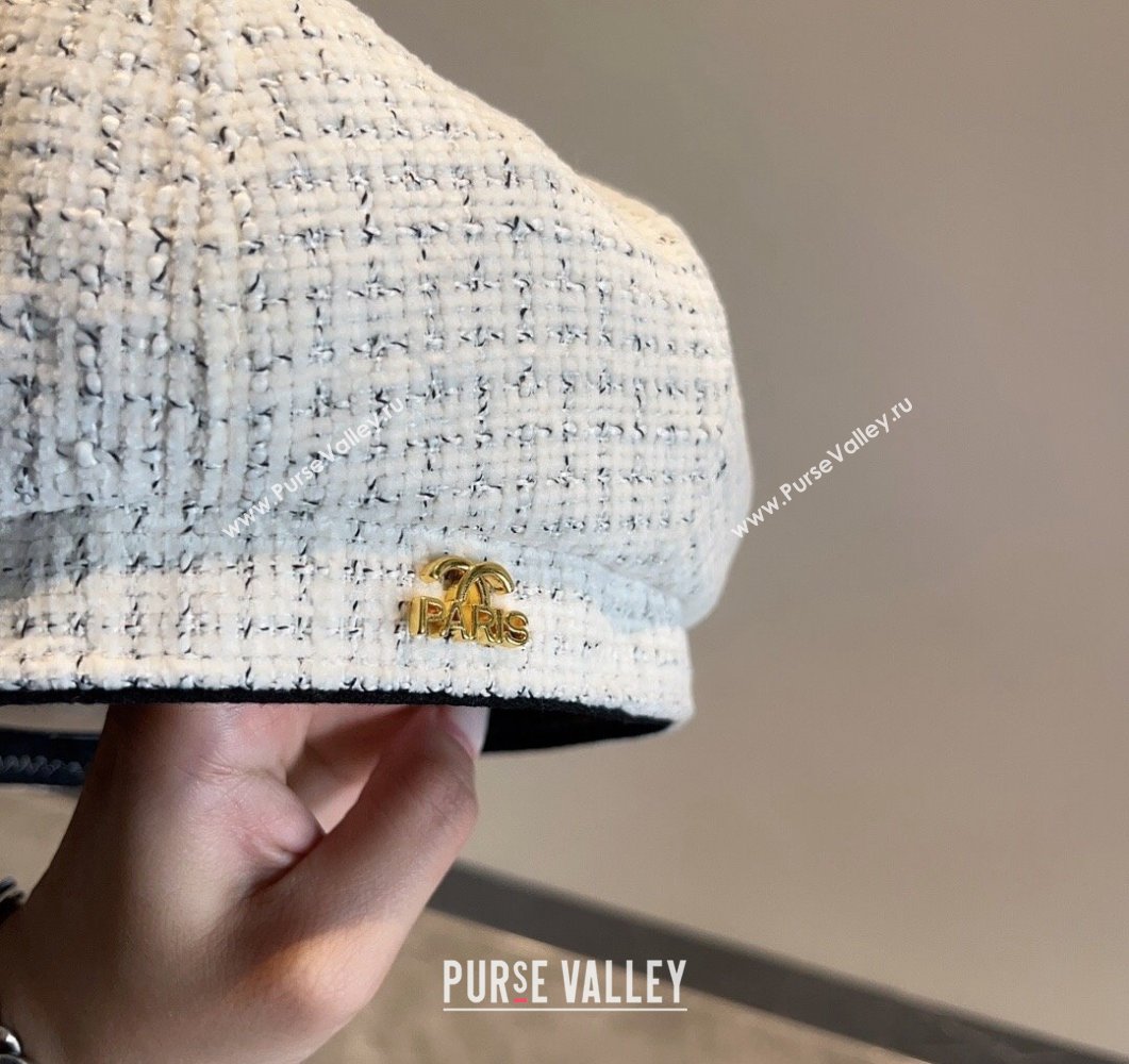 Chanel Tweed Beret Hat White 2023 CH090504 (MAO-230905045)