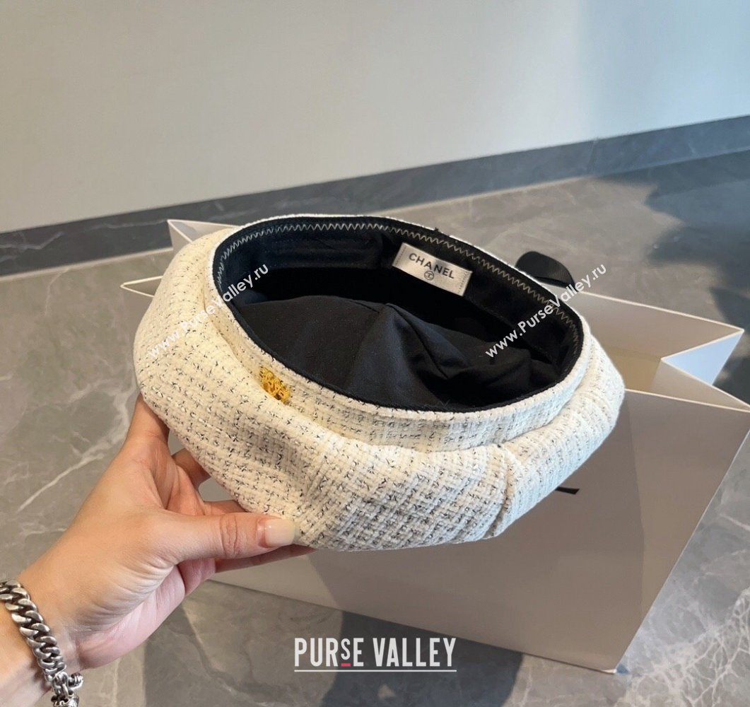 Chanel Tweed Beret Hat White 2023 CH090504 (MAO-230905045)