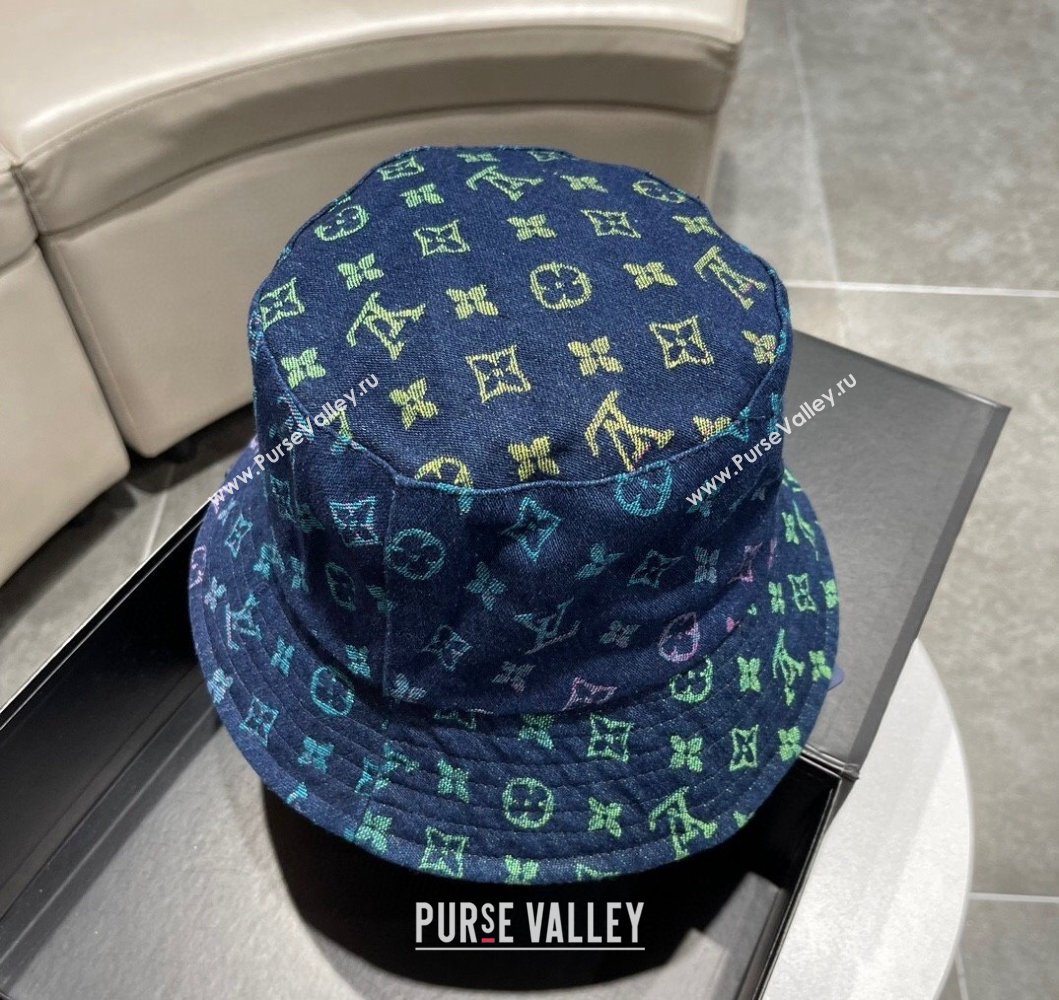 Louis Vuitton Denim Bucket Hat Medium Blue 2023 LV09052 (A-230905055)