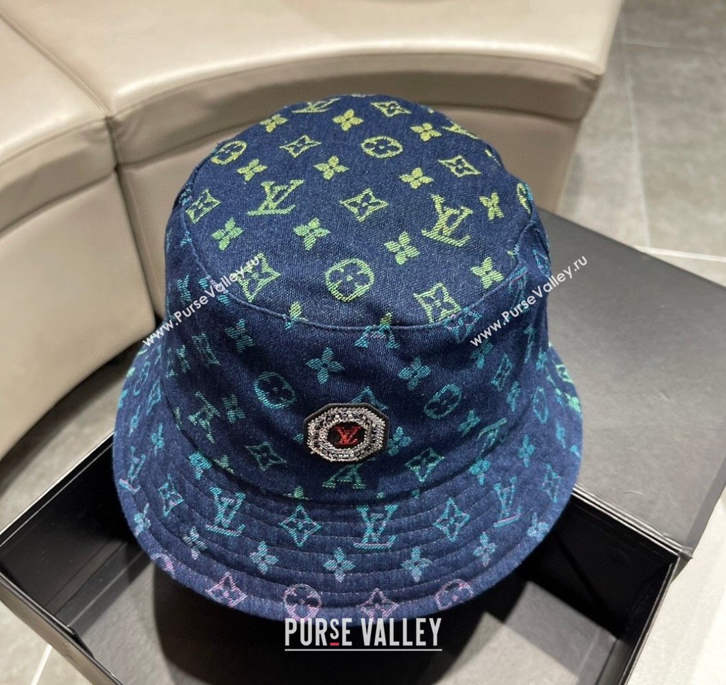 Louis Vuitton Denim Bucket Hat Medium Blue 2023 LV09052 (A-230905055)