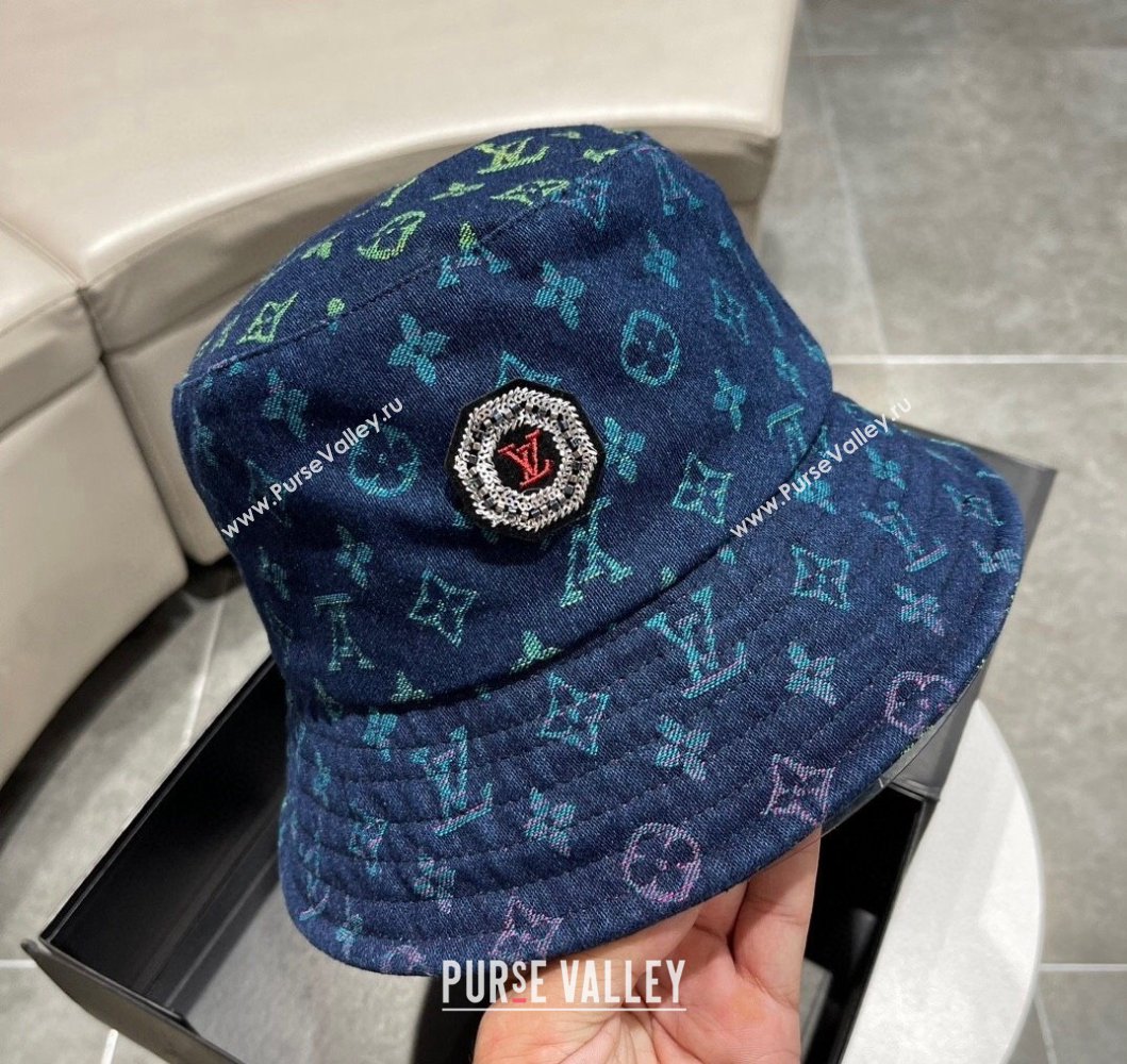 Louis Vuitton Denim Bucket Hat Medium Blue 2023 LV09052 (A-230905055)
