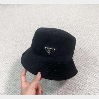 Prada Corduroy Bucket Hat Black 2023 PR1018001 (XMN-231018002)