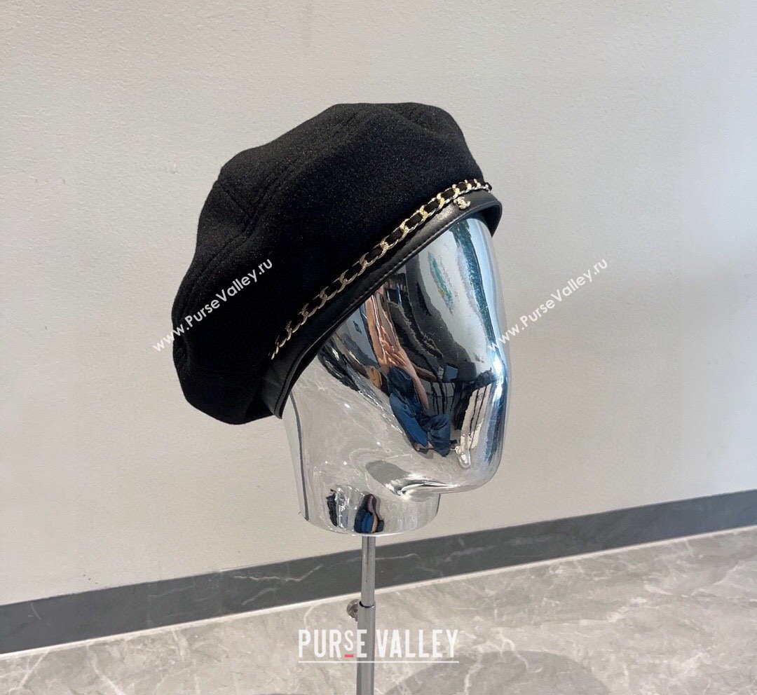 Chanel Chain Beret Hat Black 2023 CH101802 (XMN-231018016)