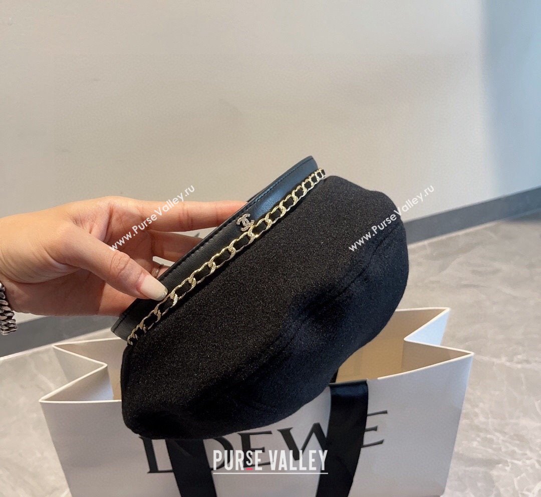 Chanel Chain Beret Hat Black 2023 CH101802 (XMN-231018016)