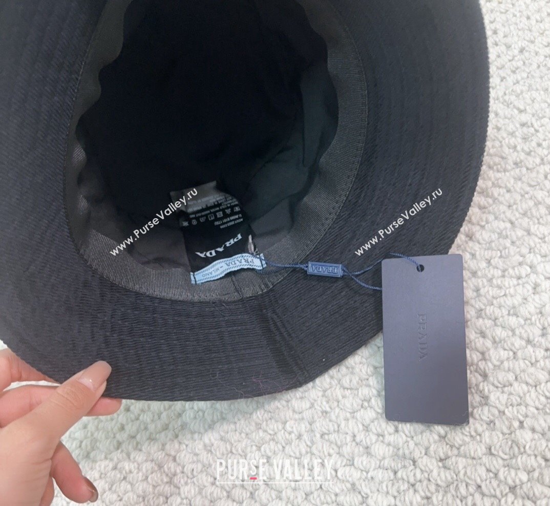 Prada Corduroy Bucket Hat Black 2023 PR1018001 (XMN-231018002)