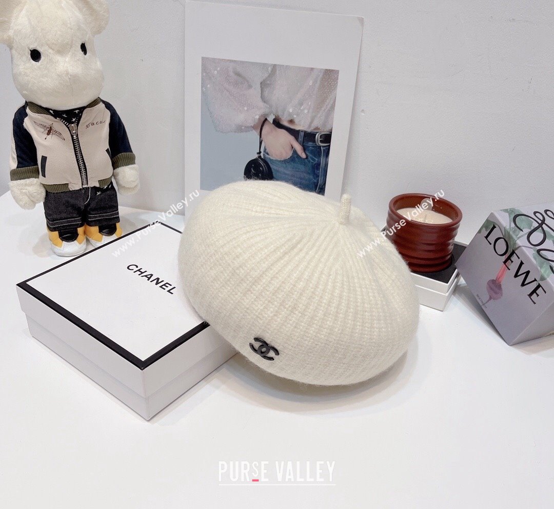 Chanel Knit Beret Hat White 2023 CH101804 (XMN-231018039)