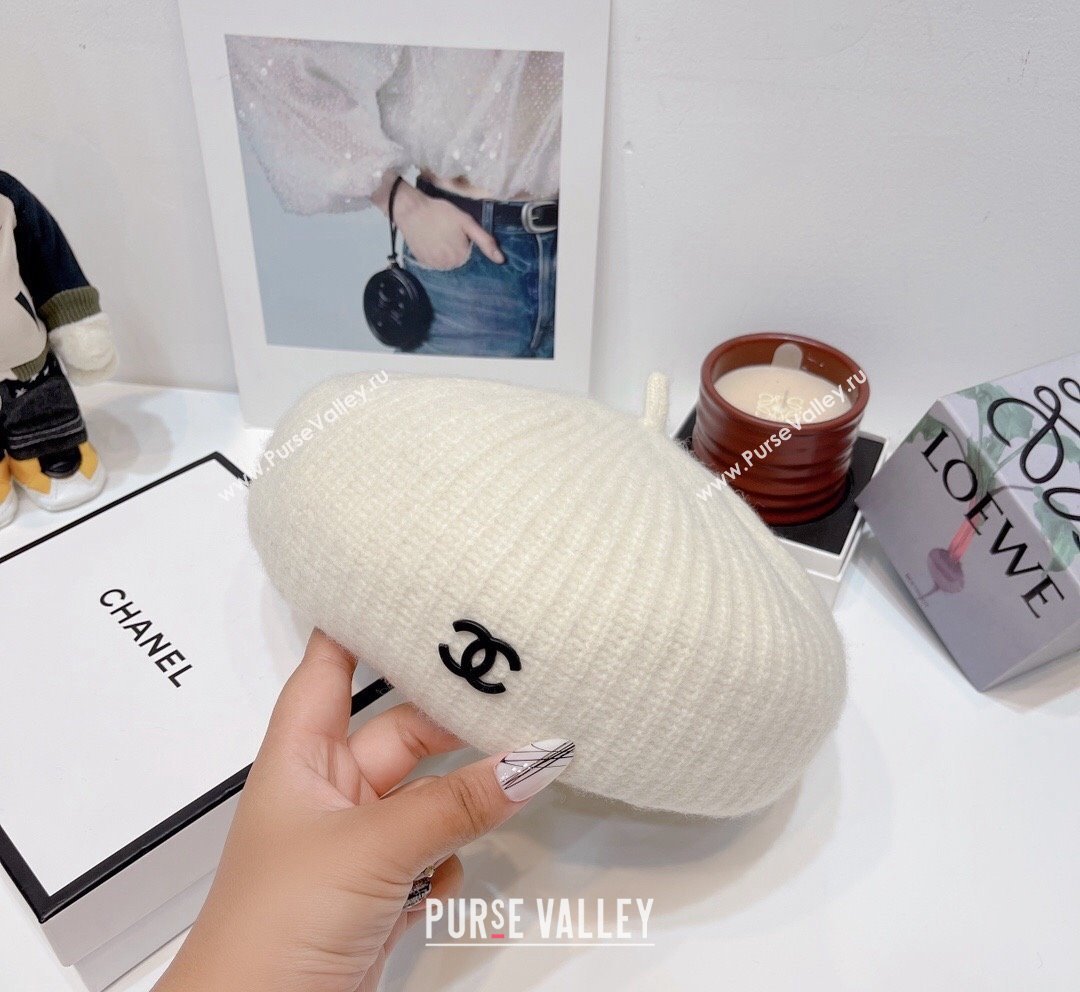 Chanel Knit Beret Hat White 2023 CH101804 (XMN-231018039)