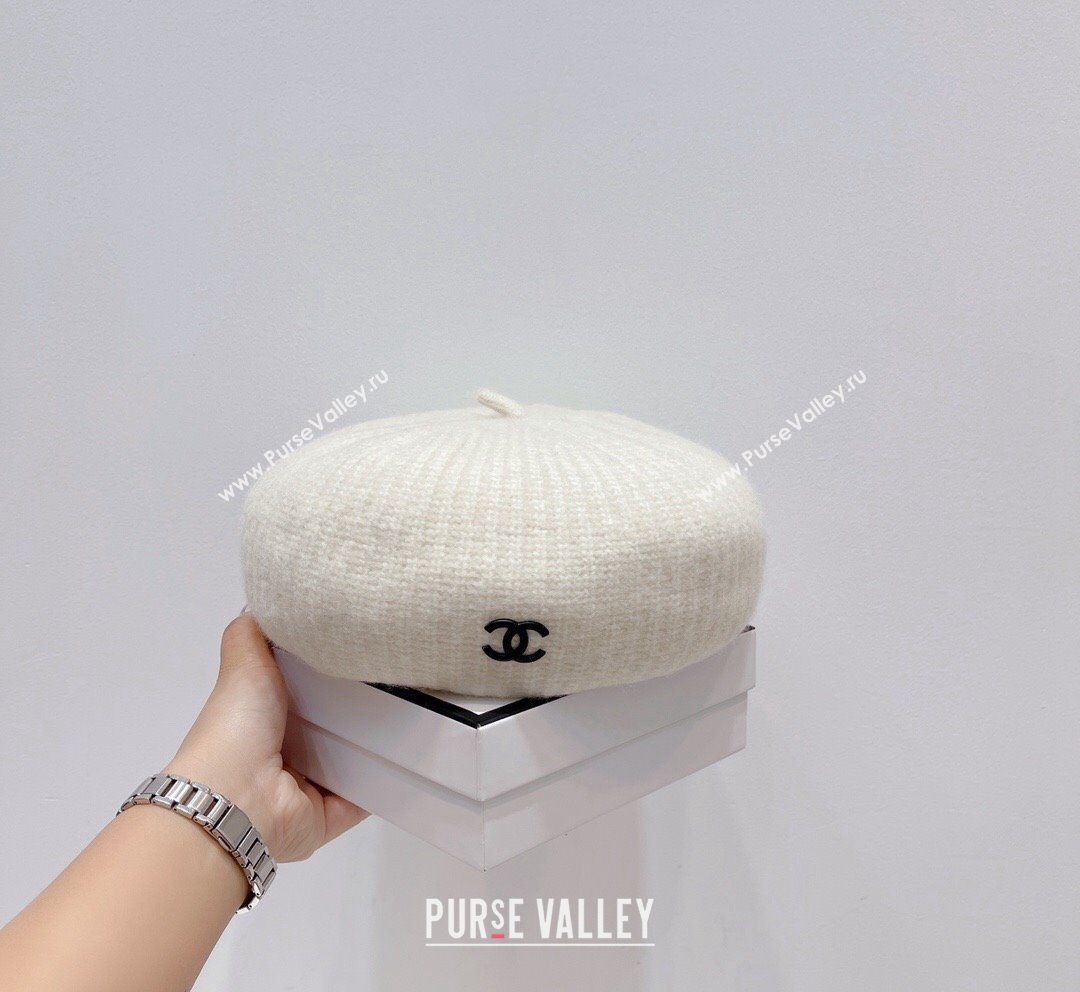 Chanel Knit Beret Hat White 2023 CH101804 (XMN-231018039)