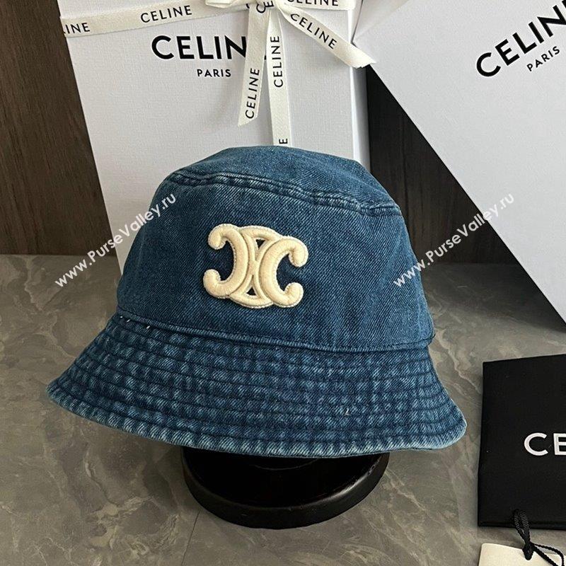 Celine Triomphe Denim Bucket Hat Blue 2023 CE10181 (XMN-231018009)