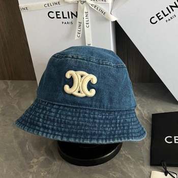 Celine Triomphe Denim Bucket Hat Blue 2023 CE10181 (XMN-231018009)