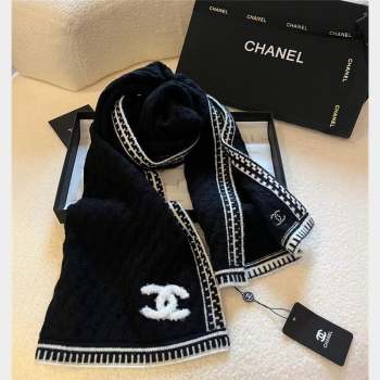 Chanel Knit Long Scarf 30x190cm Black 2023 1028 (XMN-231028062)