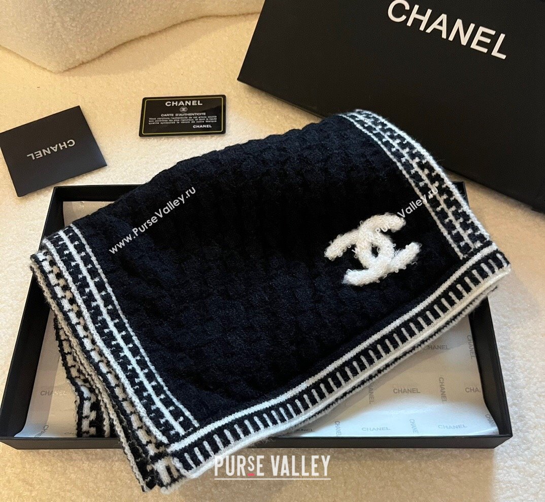 Chanel Knit Long Scarf 30x190cm Black 2023 1028 (XMN-231028062)